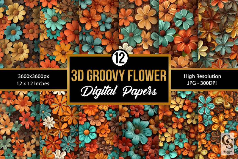 groovy-3d-flowers-seamless-patterns