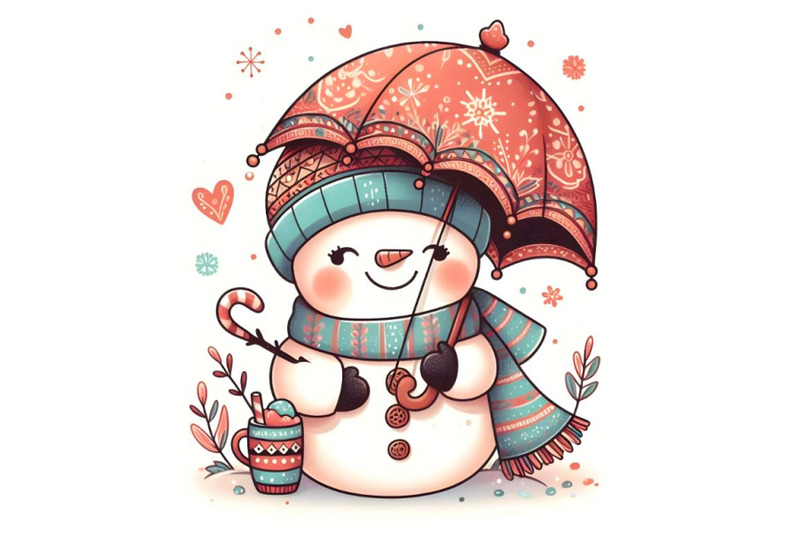 little-cute-snowman-with-umbrella