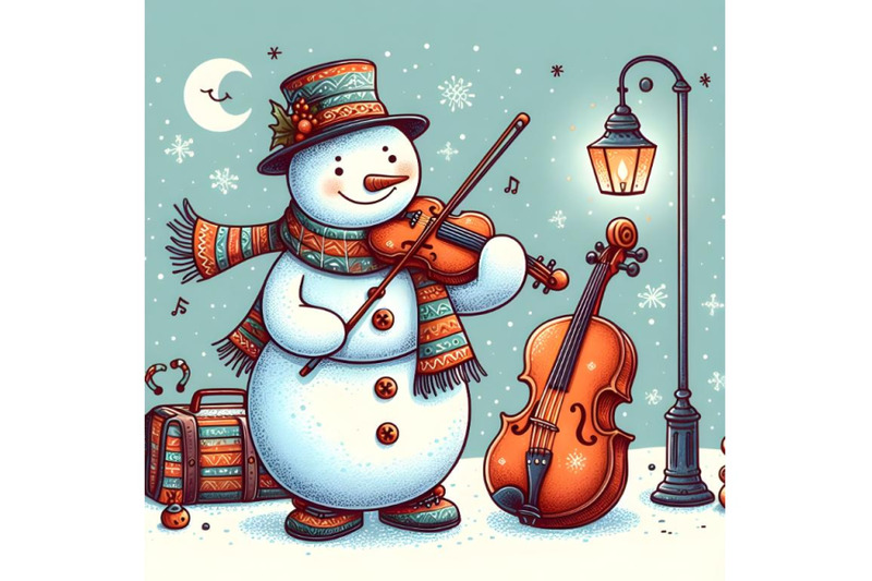 funny-cartoon-snowman-playing-violin