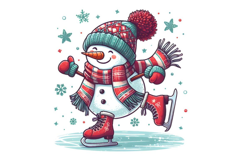 funny-cartoon-snowman-on-the-skates