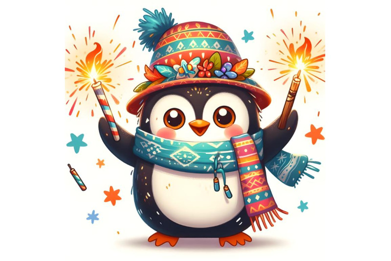 funny-cartoon-penguin-with-sparkler-fire