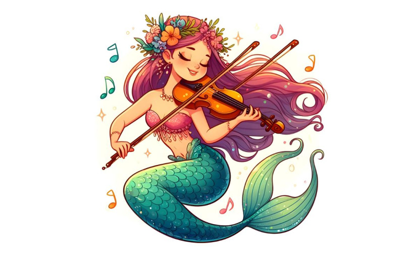 funny-cartoon-beautiful-mermaid-playing-violin