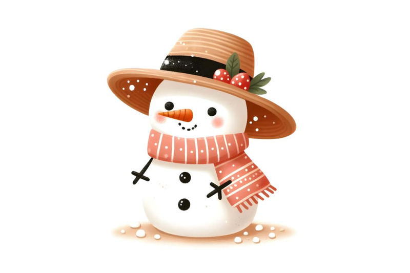 cute-snowman-in-panama-hat-isolated