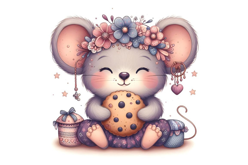 cute-cartoon-teddy-mouse-with-cookie