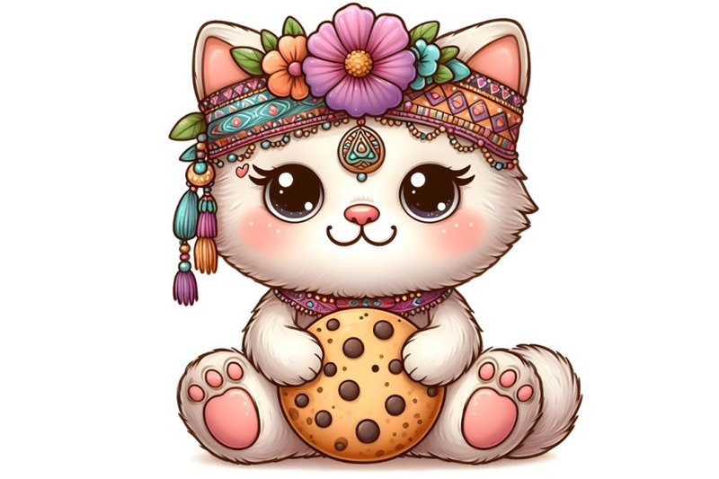 cute-cartoon-teddy-cat-with-cookie