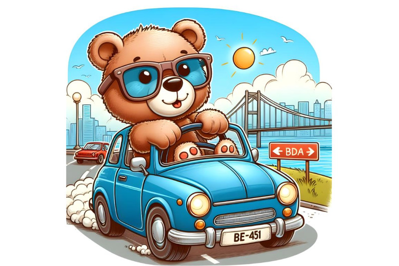 teddy-bear-in-glasses-goes-on-a-blue-car