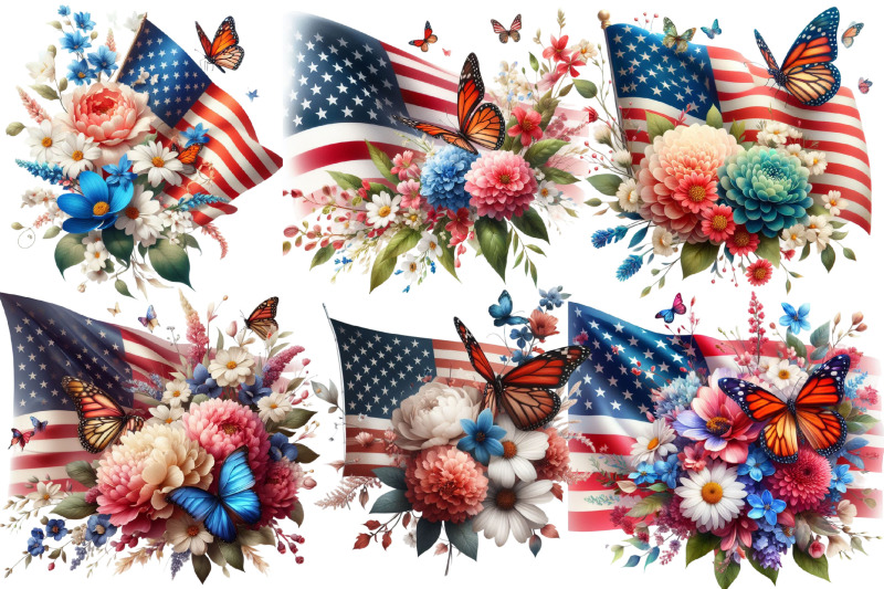 american-flag-with-flowers-bouquet-clip