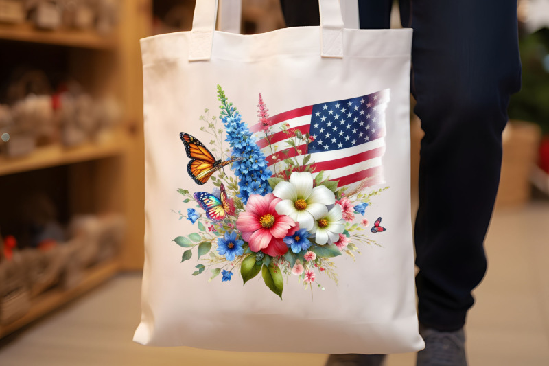 american-flag-with-flowers-bouquet-clip