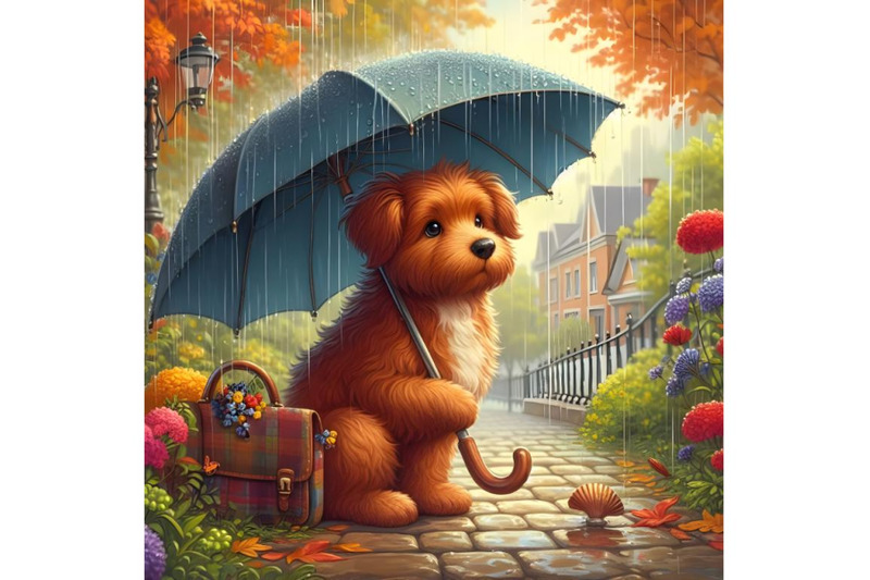 dog-with-umbrella-in-rainy-day