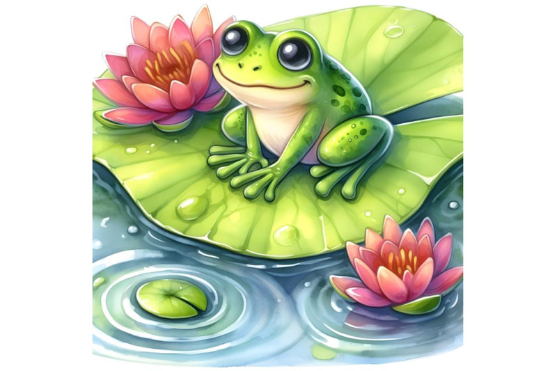 frog-setting-beside-water-lily