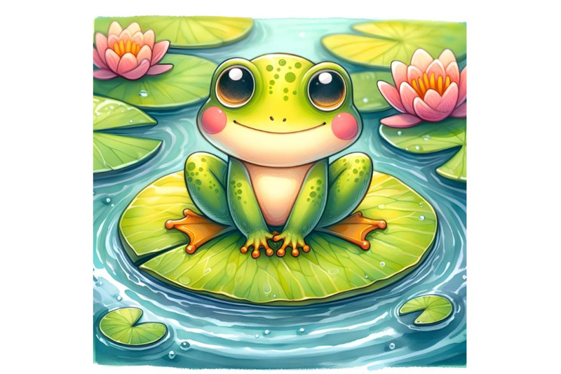 frog-setting-beside-water-lily