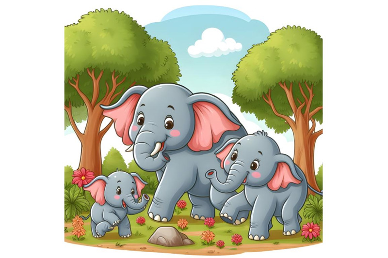 an-elephant-have-fun-play-with-their-family-in-the-forest