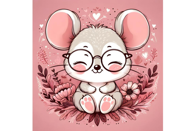 cute-cartoon-mouse-with-pink-glasses