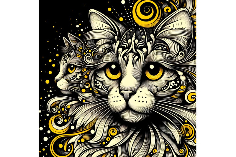 cat-in-black-and-yellow-background