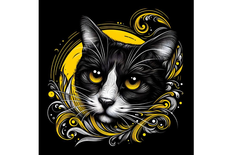 cat-in-black-and-yellow-background