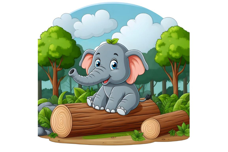 illustration-of-a-elephant-on-a-wood-in-the-forest