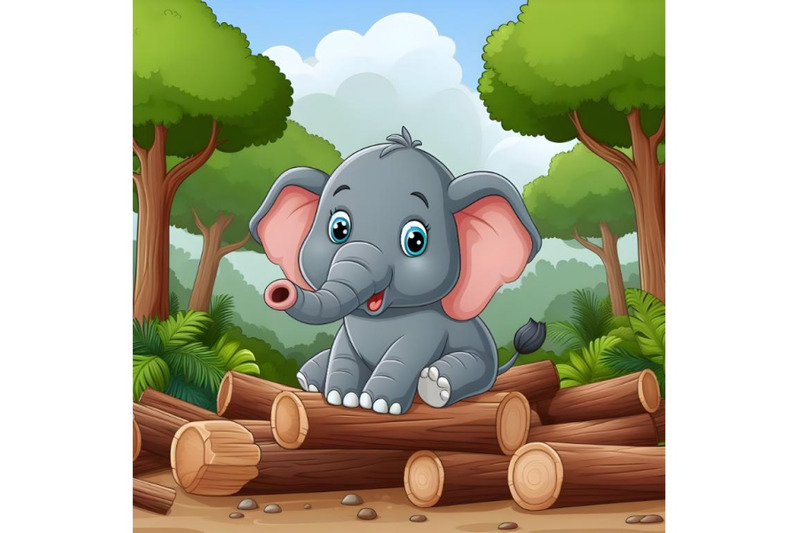 illustration-of-a-elephant-on-a-wood-in-the-forest