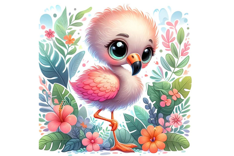 very-cute-flamingo-standing-on-floral-background