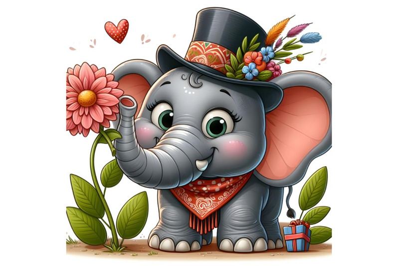 greeting-card-elephant-with-flower