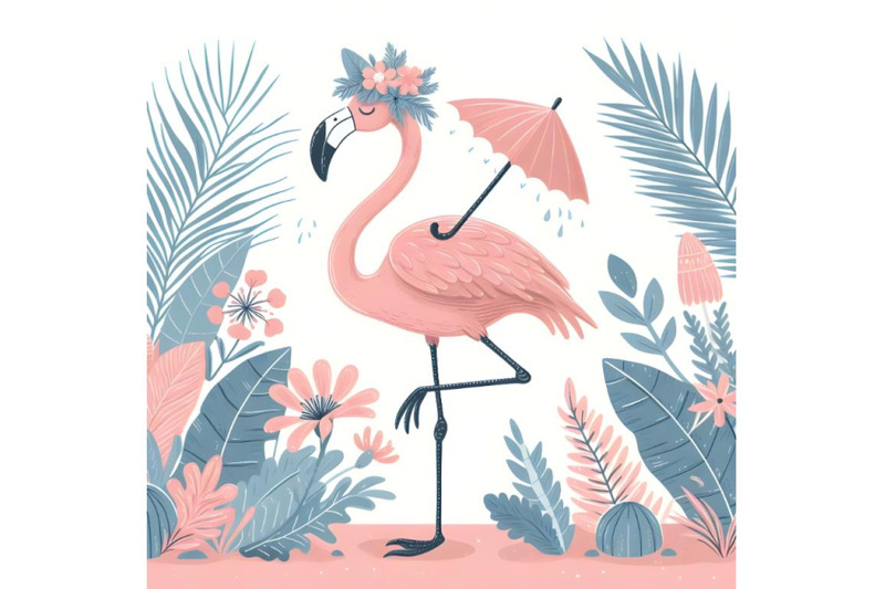 cute-flamingo-with-umbrella