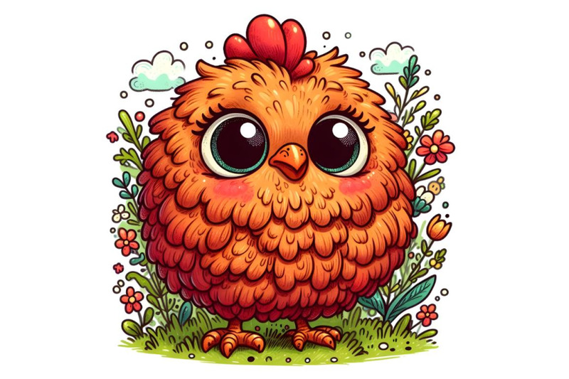 cute-hen-setting-on-floral-background