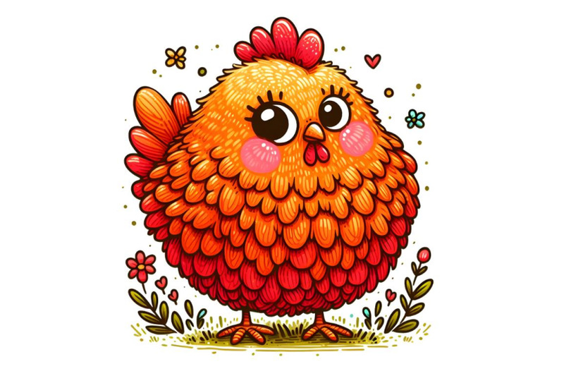 cute-hen-setting-on-floral-background