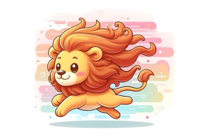 cute-running-lion-with-abstract-background