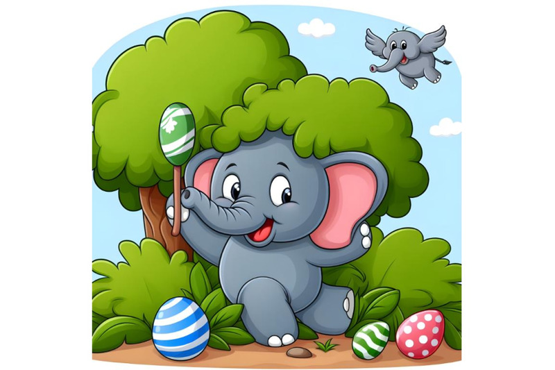 cartoon-funny-elephant-playing-hide-and-seek