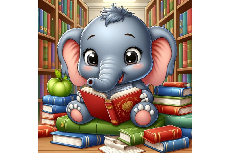 baby-elephant-reading-book-in-the-library