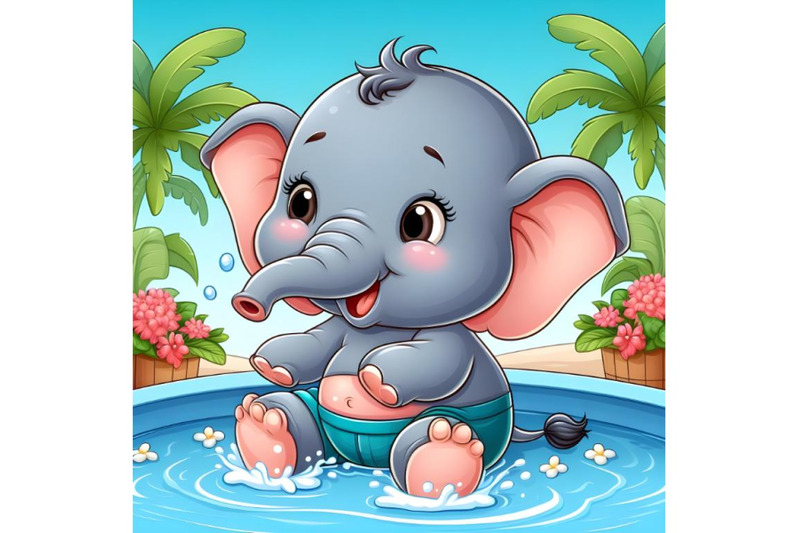 baby-elephant-playing-with-water-in-the-pool