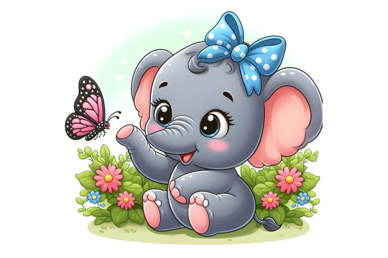 baby-elephant-playing-with-butterfly