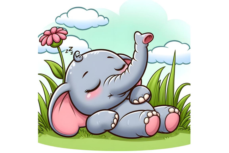 baby-elephant-is-sleeping-above-the-grass