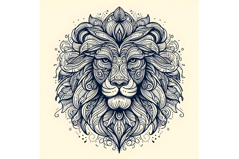 ornamental-outline-lion-head