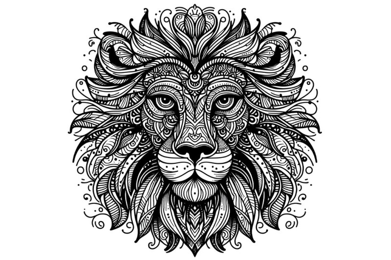 ornamental-outline-lion-head