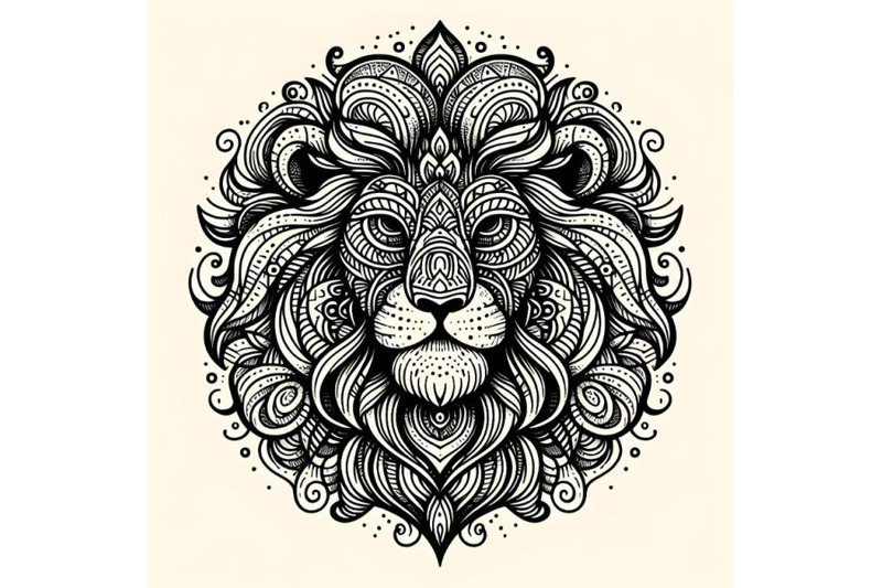 ornamental-outline-lion-head