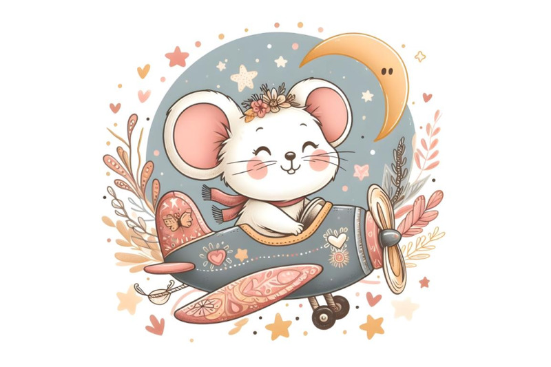 cute-cartoon-mouse-is-flying-on-a-plane