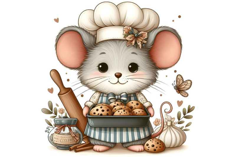 cute-cartoon-mouse-as-a-baker-holding-a-baking-pan