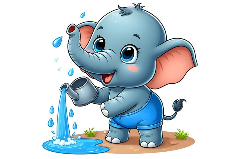 baby-elephant-which-pours-himself-with-water