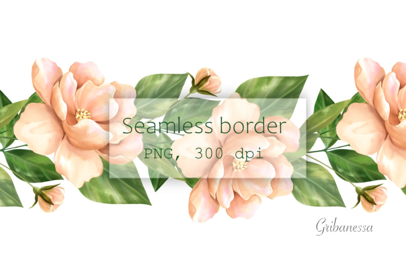 yellow-flowers-garland-clipart-seamless-border-png