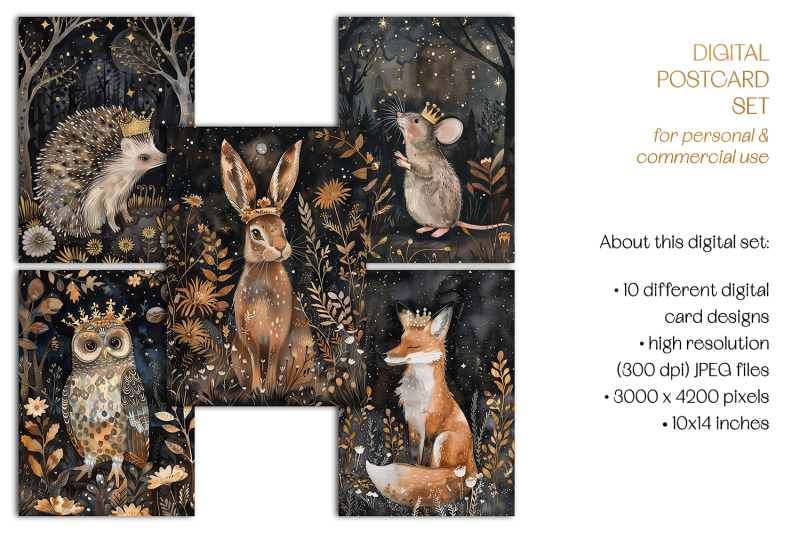 regal-forest-animals-postcards-amp-art-prints