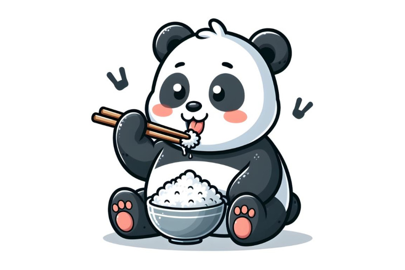 panda-eating-rice-with-chopstick