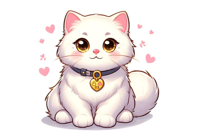 cute-white-cat-wearing-a-with-gold-tag