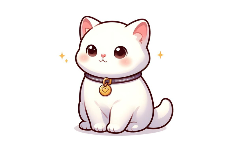 cute-white-cat-wearing-a-with-gold-tag