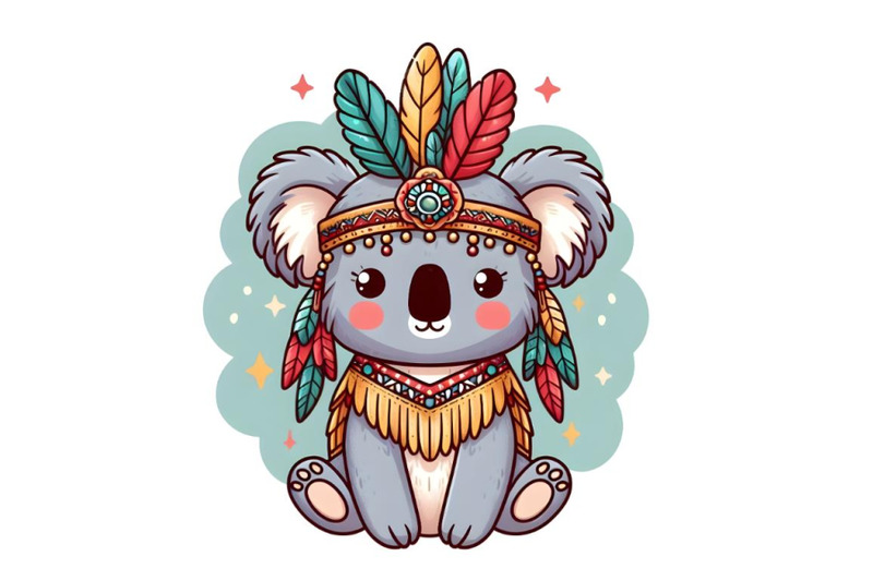 cute-koala-in-a-headdress-with-feather