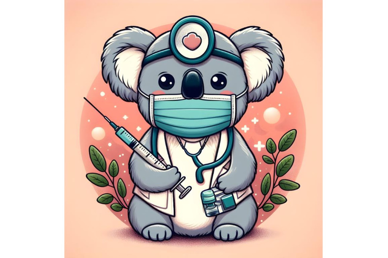 cute-koala-doctor-wearing-mask-and-holding-syringe