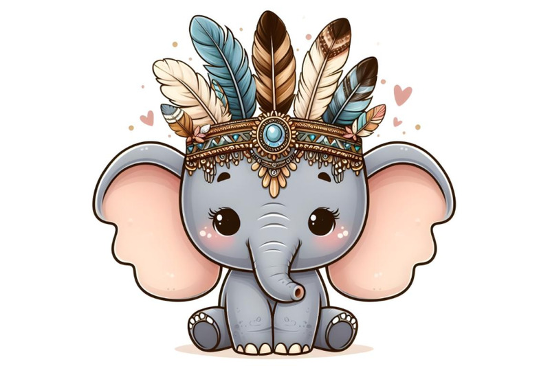 cute-elephant-in-a-headdress-with-feather