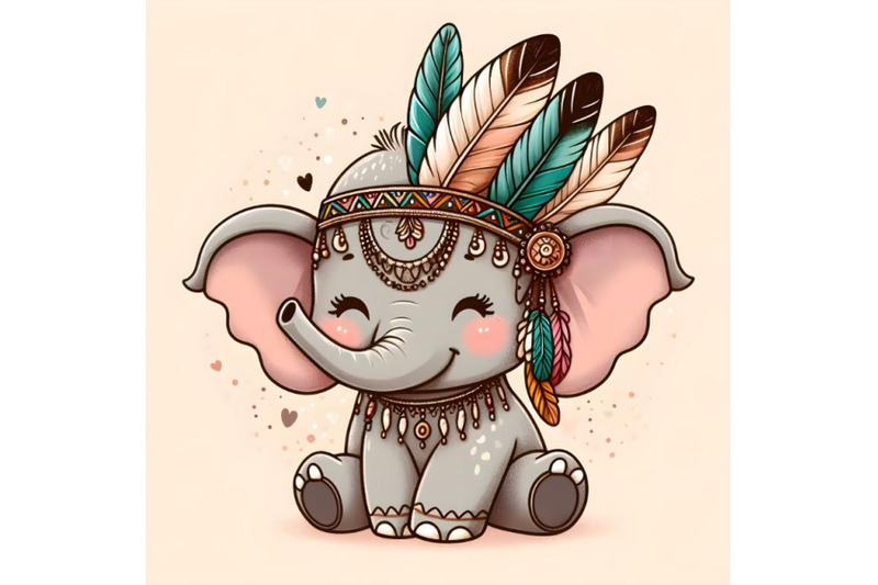 cute-elephant-in-a-headdress-with-feather