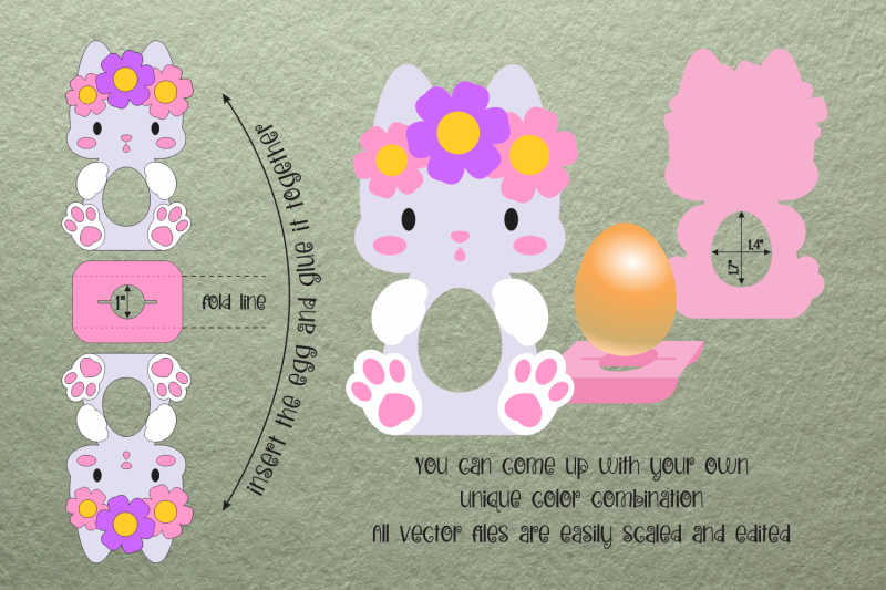 cute-cat-easter-egg-holder-paper-craft-template