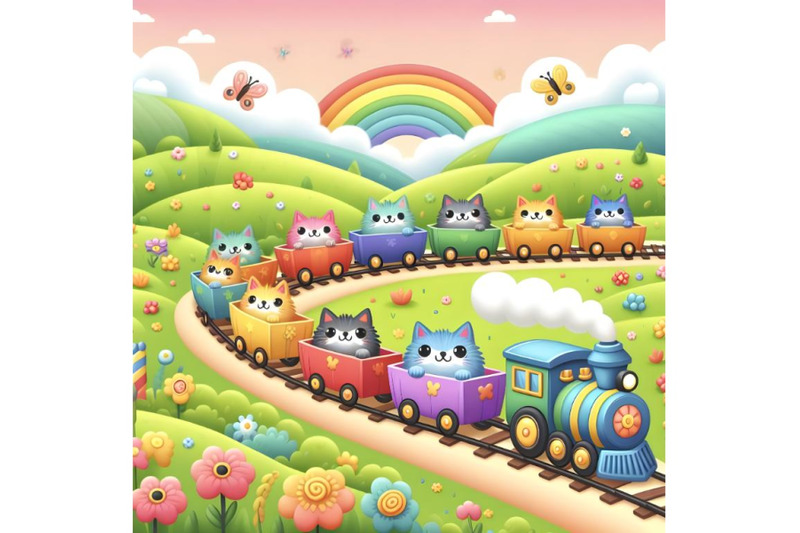 cats-play-in-the-train