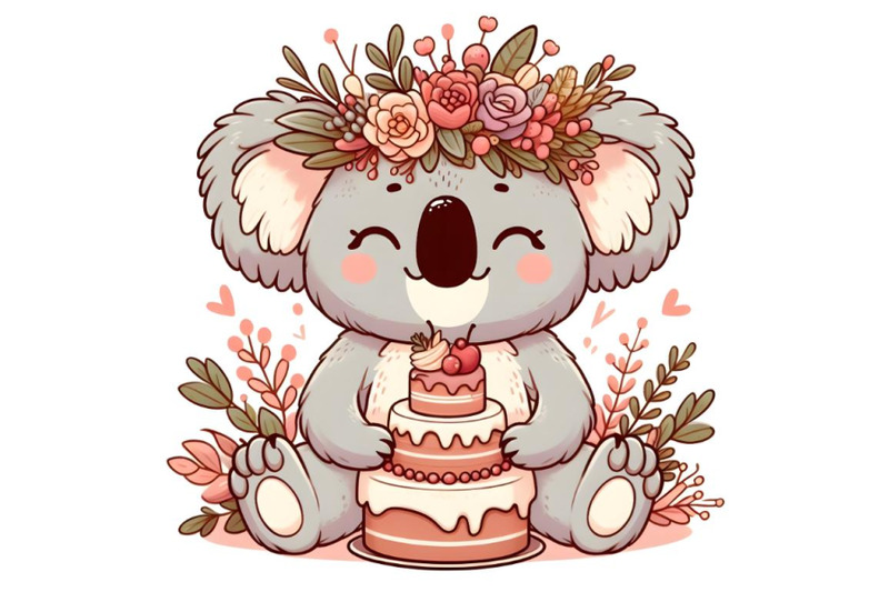 cartoon-koala-with-cake